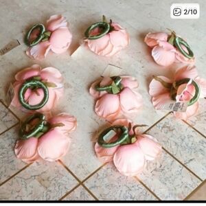 Vintage Silk Napkin Rings (8) /peach silk rose,  New.....8 Peices